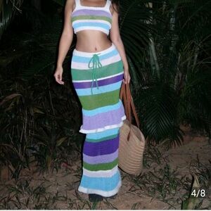 Striped Multicolor Maxi Skirt Set